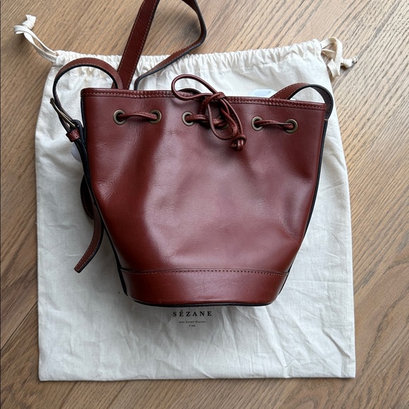 Sezane Brown Farrow Leather Bucket Bag - Mini - Picture 2 of 5